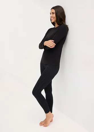 T-shirt manches longues thermique léger, Couleur: noir