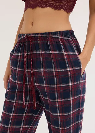 Pyžamové nohavice z flanelu, s darčekovou kartičkou • javorovo červená kárované • obchod bonprix