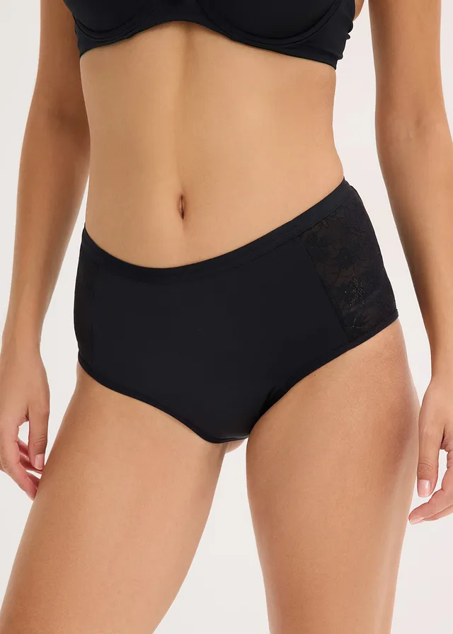 Figi menstruacyjne z mikrofibry o średnim stopniu chłonności (2 pary) • czarny • sklep bonprix