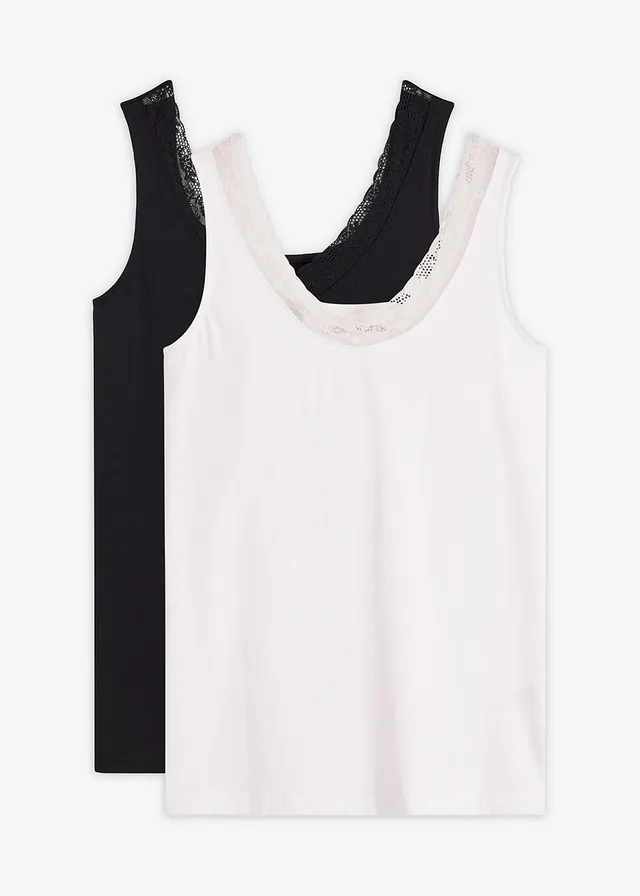Lot de 2 caracos avec dentelle, Couleur: noir + blanc