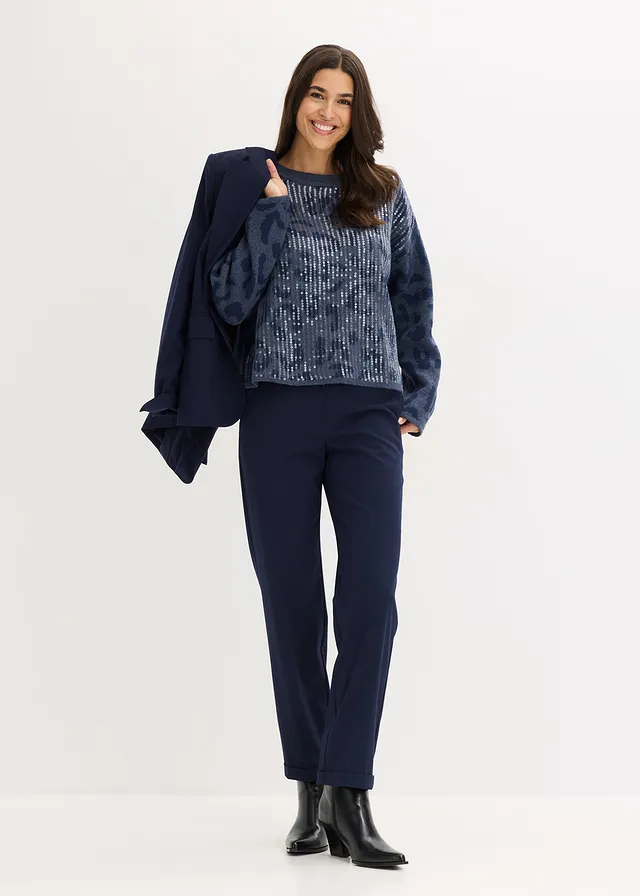 Pull oversize en jacquard à sequins • indigo-bleu foncé léopard • product-page.page-title-suffix