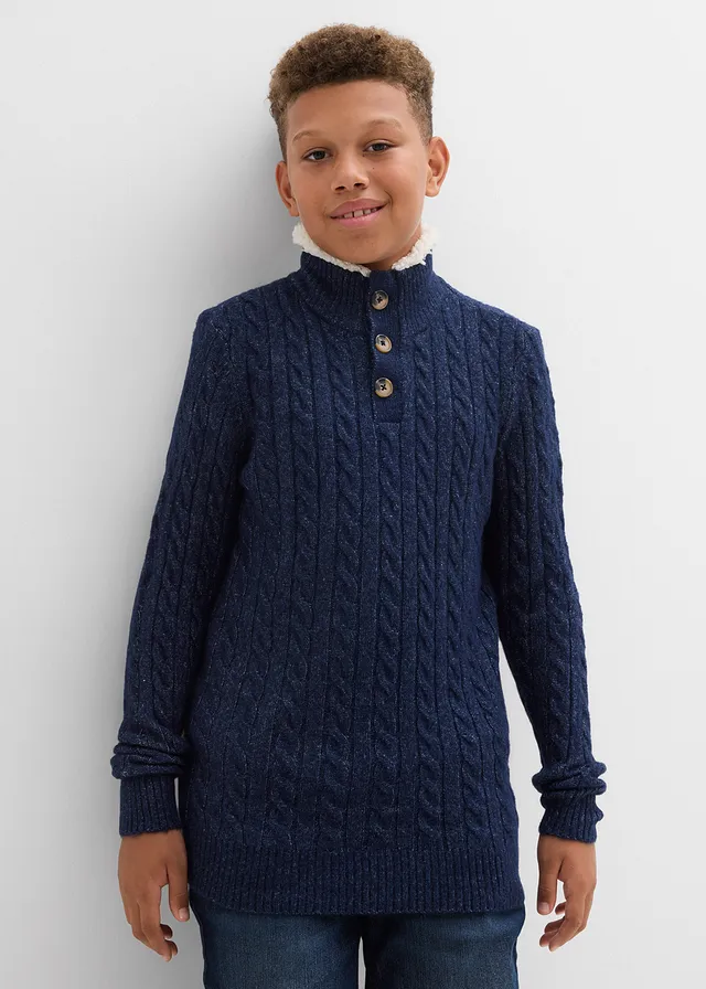 Pull camionneur, Couleur: bleu foncé chiné