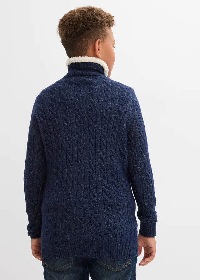 Pull camionneur, Couleur: bleu foncé chiné