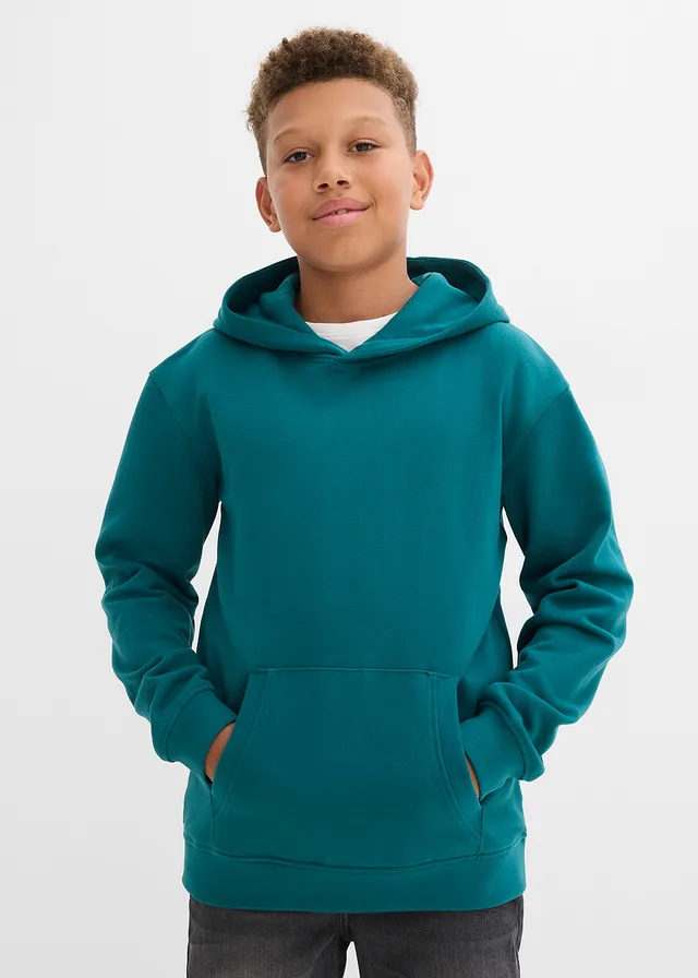 Hoodie van een zachte katoenmix, Kleur: petrol
