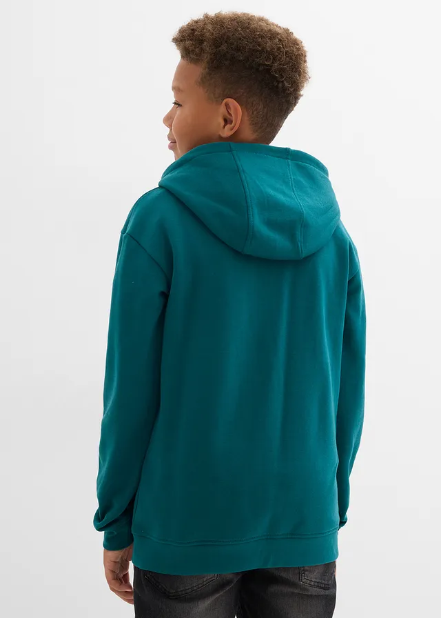 Sweat à capuche en matière douce, Couleur: pétrole