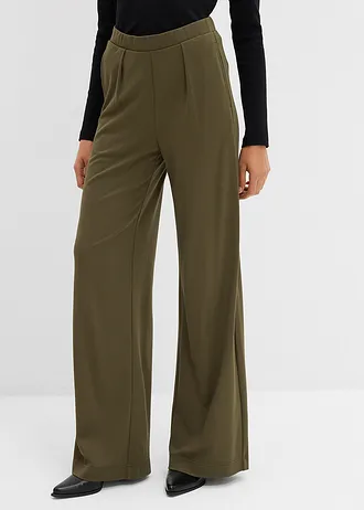Pantalon palazzo en Punto di Roma confortable • olive foncé • Boutique bonprix
