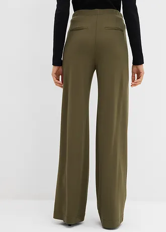 Pantalon palazzo en Punto di Roma confortable • olive foncé • Boutique bonprix