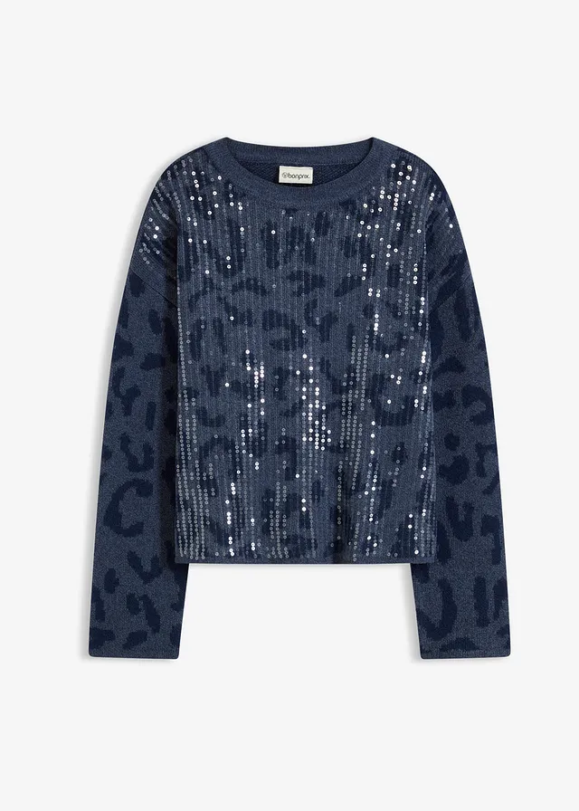 Pull oversize en jacquard à sequins