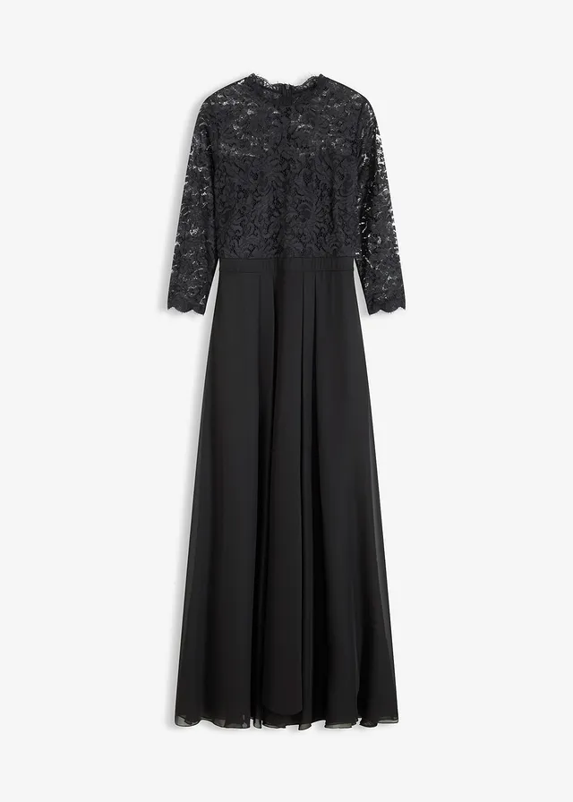 Dlouhé šaty s krajkou • černá • bonprix obchod