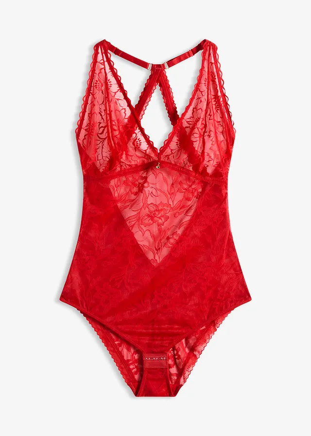 Merevítő nélküli body • mélypiros • bonprix áruház