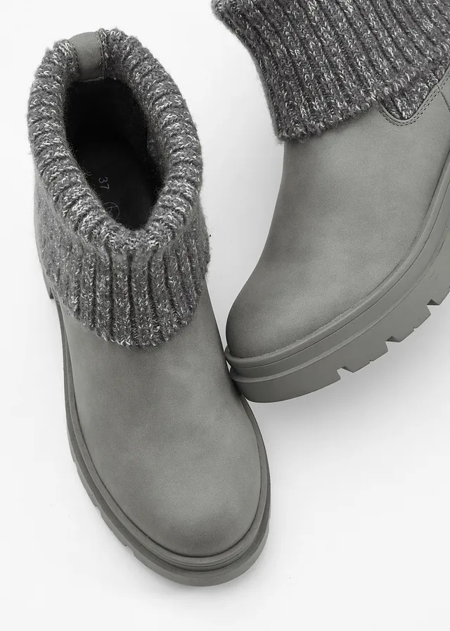 Chelsea boots met gebreid inzetstuk • grijs • product-page.page-title-suffix