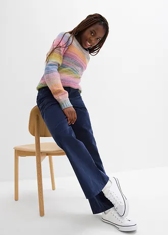 zachte corduroy broek van recyclebaar biologisch katoen met stretch • donkerblauw • bonprix online shop