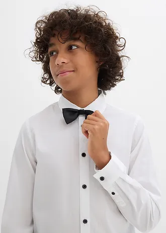 Cămașă cu mâneci lungi și papion (set/2 piese) • alb/negru • magazin bonprix