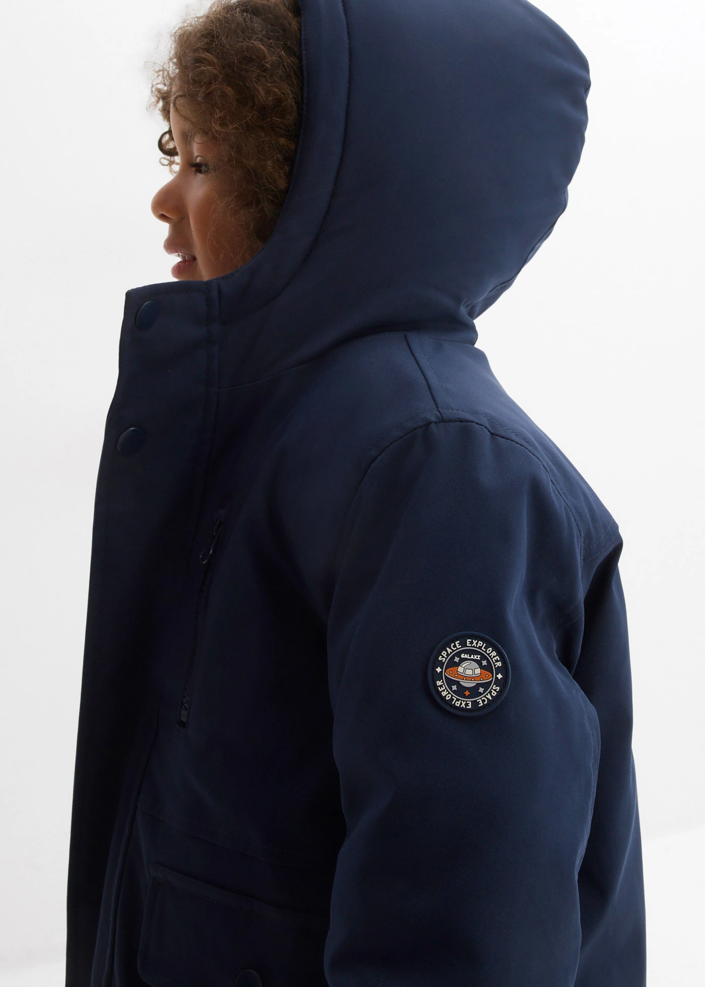 Waterafstotende winterjas met teddy voering • donkerblauw-ecru • bonprix online shop