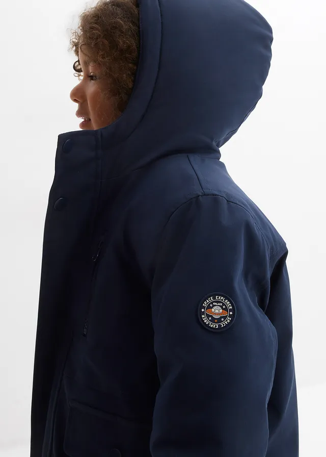 Waterafstotende winterjas met teddy voering • donkerblauw-ecru • product-page.page-title-suffix