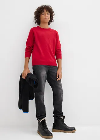 Pull en fine maille 100% coton • rouge piment • Boutique bonprix