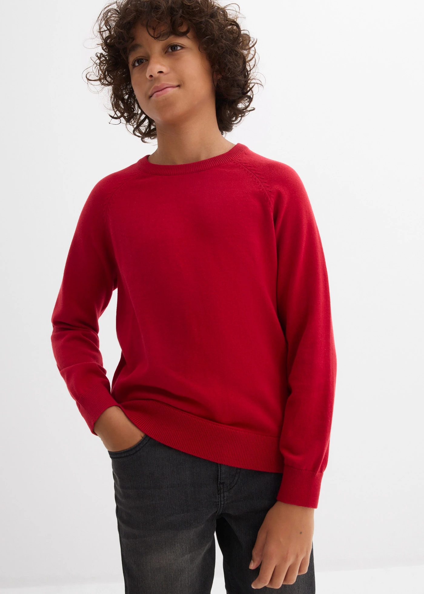 Pull en fine maille 100% coton • rouge piment • Boutique bonprix