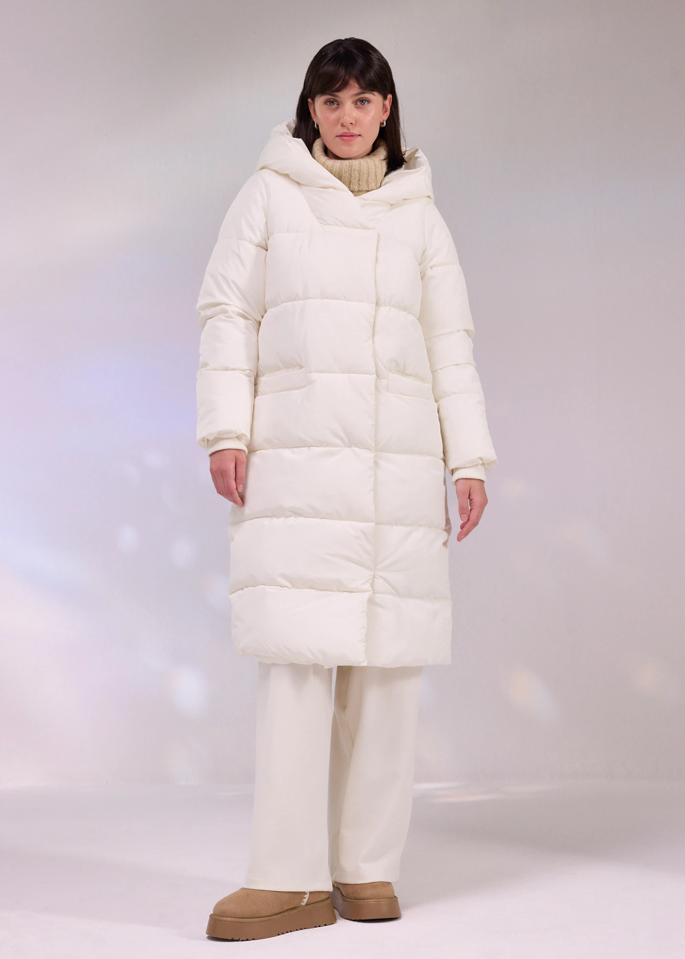 Oversized, gewatteerde jas • parelwit • bonprix online shop