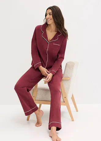 Pyjama van puur katoen met knoopsluiting • esdoornrood • bonprix online shop