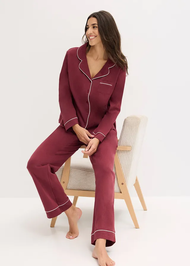 Pyjama boutonné 100% coton • rouge érable • product-page.page-title-suffix