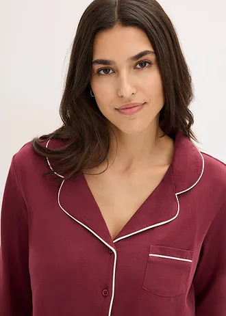 Pyjama van puur katoen met knoopsluiting • esdoornrood • bonprix online shop