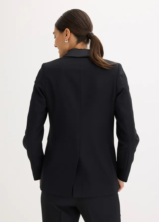 Blazer met sierknopen, Kleur: zwart
