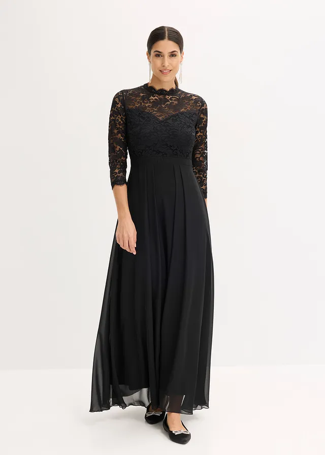 Maxi jurk met kant • zwart • product-page.page-title-suffix