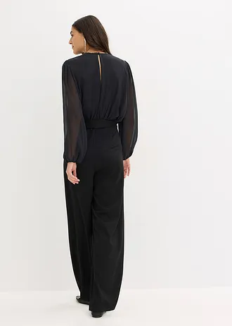 Salopetă cu șifon și sclipici • negru • magazin bonprix