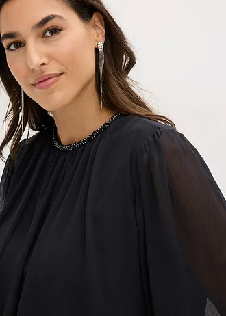 Salopetă cu șifon și sclipici • negru • magazin bonprix