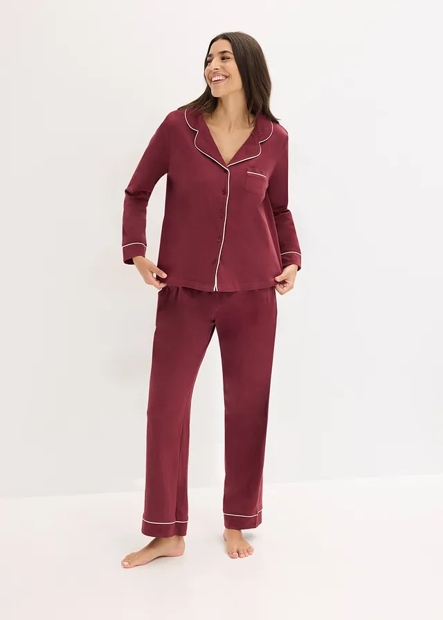 Pyjama boutonné 100% coton • rouge érable • product-page.page-title-suffix