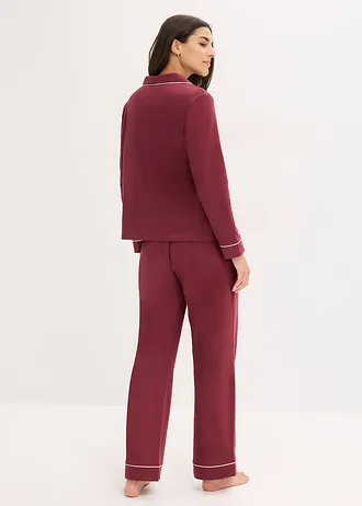 Pijama 100% din bumbac cu fentă cu nasturi • roșu arțar • magazin bonprix