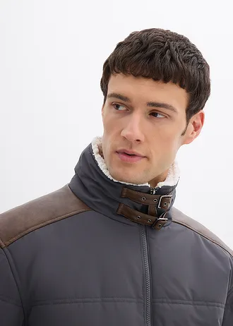 Doudoune courte déperlante avec détails enduits • gris ardoise • Boutique bonprix