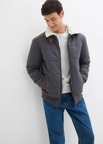 Doudoune courte déperlante avec détails enduits • gris ardoise • Boutique bonprix