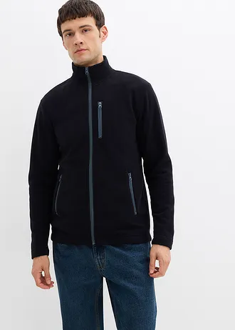 Veste polaire douce avec poches zippées pratiques • noir/gris fumé • Boutique bonprix