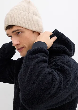 Mikina z medvídkového flísu, s bavlněnou podšívkou, Loose Fit • černá • bonprix obchod