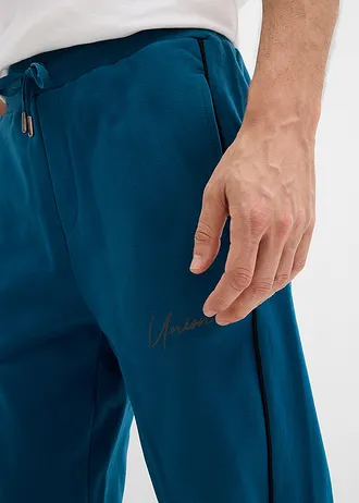 Pantalon de jogging à détails contrastants, 100% coton • bleu pétrole • Boutique bonprix