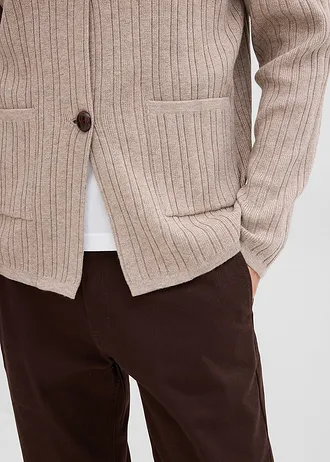 Gilet en fine maille côtelée • beige chiné • Boutique bonprix