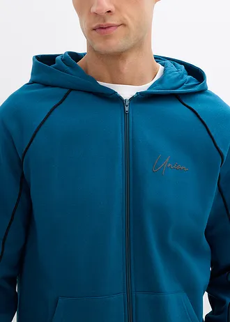 Mikina na zapínání s kontrastními detaily, z čisté bavlny • modrá petrolejová • bonprix obchod
