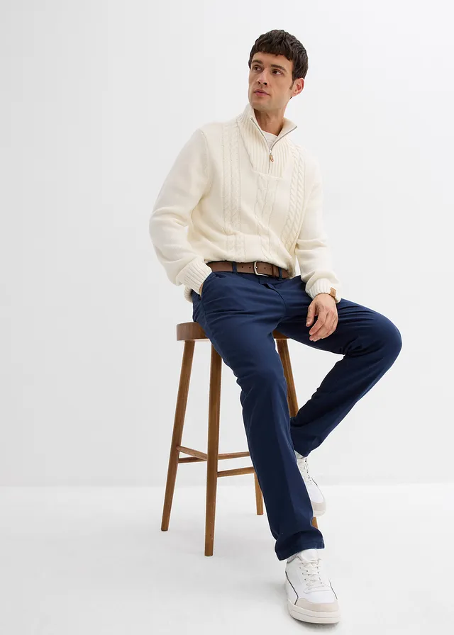 Pantalon chino regular avec doublure chaude en flanelle, fuselé • bleu foncé • product-page.page-title-suffix