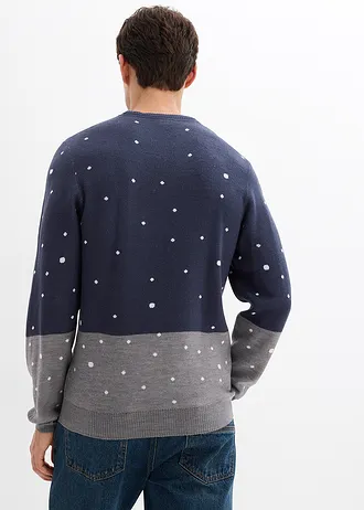 Trui met kerstmotief • donkerblauw + grijs gemêleerd • bonprix online shop