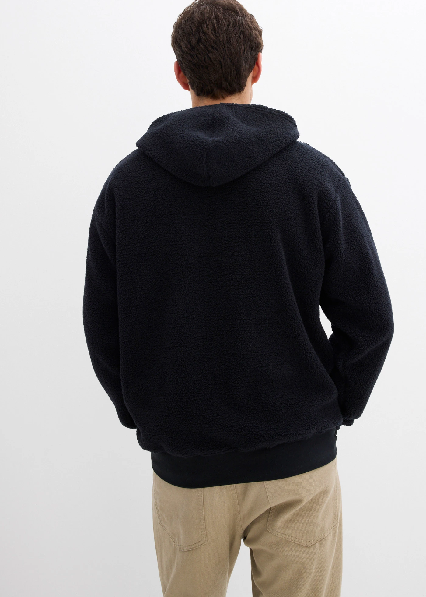 Mikina z medvídkového flísu, s bavlněnou podšívkou, Loose Fit • černá • bonprix obchod