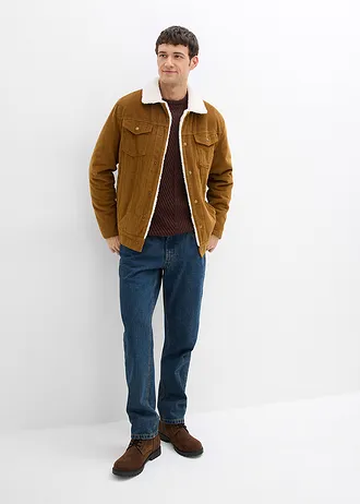 Bordás pulóver pamut keverékből • sötétbarna • bonprix áruház