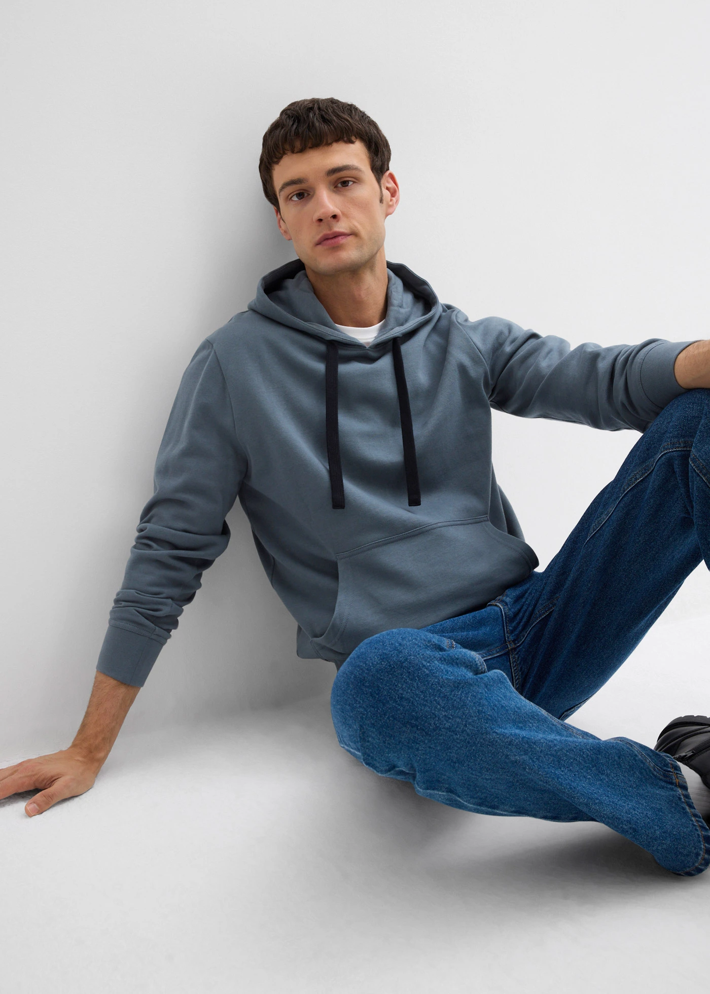 Hoodie van katoen • grijsblauw • bonprix online shop