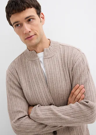 Gilet en fine maille côtelée • beige chiné • Boutique bonprix