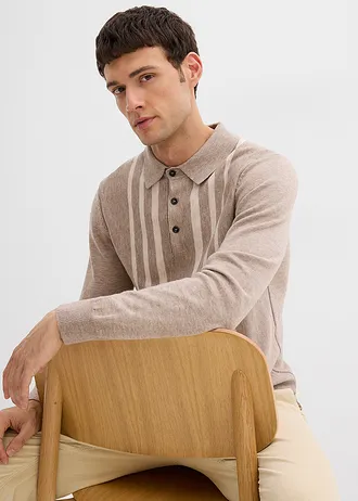 Fijn gebreide trui, slim fit • beige gemêleerd • bonprix online shop