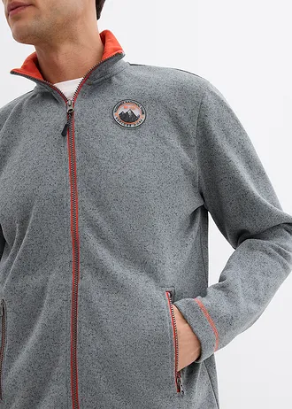Veste zippée en maille polaire à détails contrastés • gris chiné-orange • Boutique bonprix