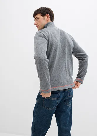 Fleece vest met praktische ritssluiting en contrasterende details • grijs gemêleerd-oranje • bonprix online shop