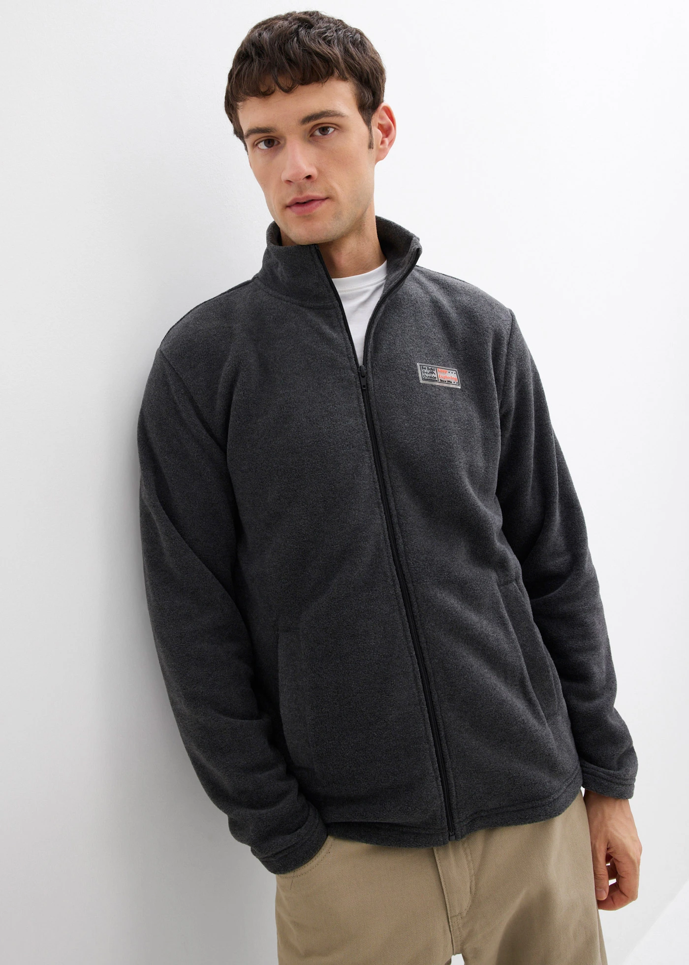 Veste polaire douce à poches sur le côté • anthracite chiné • Boutique bonprix