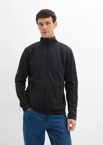 Veste en polaire et maille à poches zippées • anthracite chiné • Boutique bonprix