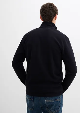 Zachte fleece vest met handige ritszakken • zwart/ rookgrijs • bonprix online shop